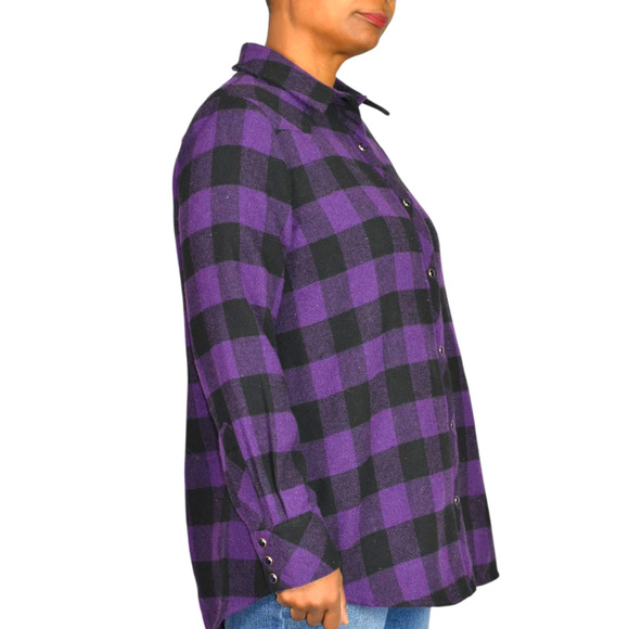 Tuckernuck Chandler Plaid Flannel Shirt Purple Aubergine Buffalo Western Medium - Picture 3 of 14